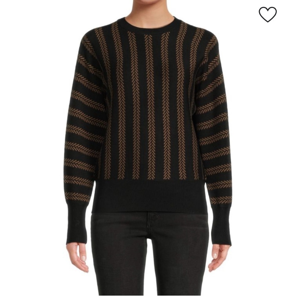 Yal Sweater Sak’s 5th Avenue Black And Gold Geometric